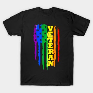 Veteran LGBT Gay Pride  American Flag Military T-Shirt